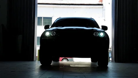 Black Car in a Garage Stock Footage 76471753