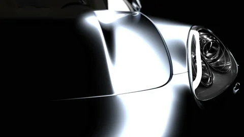The black car gradually emerges from the darkness due to the illumination and Stock Footage 158286936