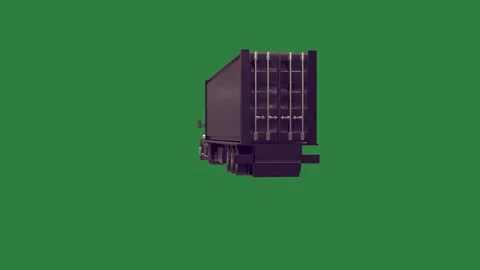 A black car on green screen and truck with in the background behind it Video stock 335065280