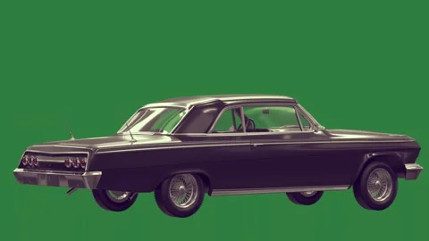 A black car isolated on green screen background Vídeo Stock 336858348