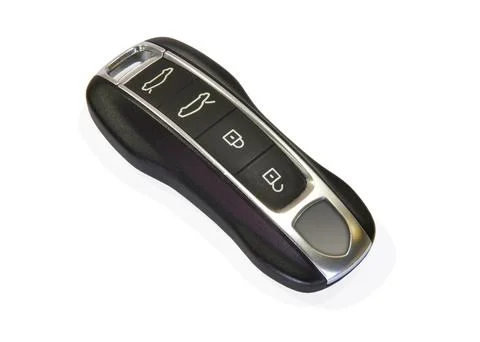 Black car key with remote central locking Stock Photos