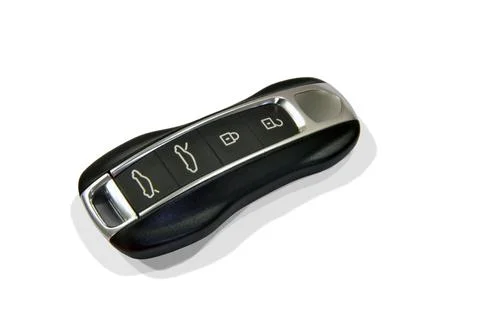 Black car key with remote central locking Stock Photos