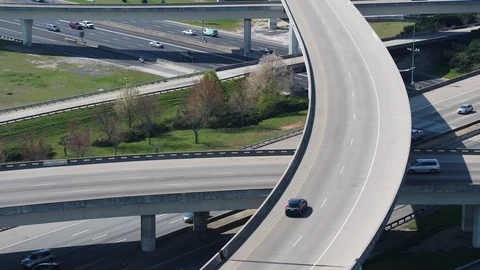 Black Car on Overpass - Drone Video stock 89817340