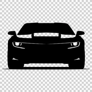 Black car silhouette. Front view of a coupe Illustrazione stock