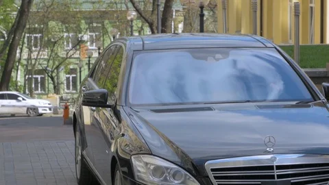 Black Car Is Stopping Stock Footage 125638875