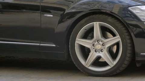 Black Car Stops Stock Footage 125638920