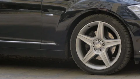 The Black Car Stops Video stock 125696533