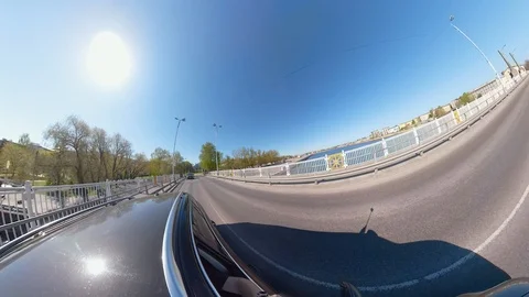 A black car turning left on the road in the city Stock Footage 91470028