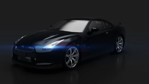 Black car on a uniform gray background Stock Footage 202165580