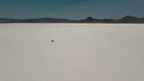 Black Car Zig Zag Salt Flat Drone Shot Stock Footage 154119689