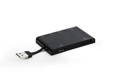 Black card reader with multiple connectors Black card reader with multiple... Stock Photos