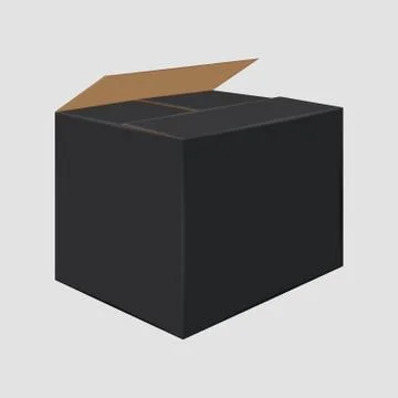 Black Cardboard Close Box. Side View. Package Design Stock Illustration