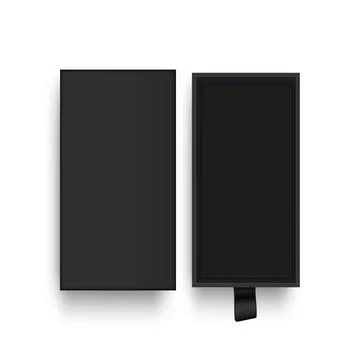 Black Cardboard Rectangular Box With Lid, Top View Stock Illustration