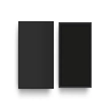 Black Cardboard Rectangular Box With Lid, View From Above Stock Illustration