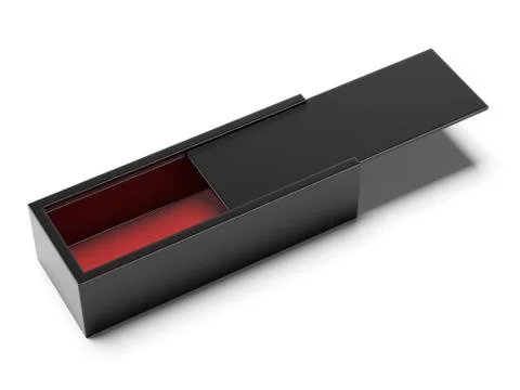 Black Cardboard Sliding Box Opened Stock-Illustration