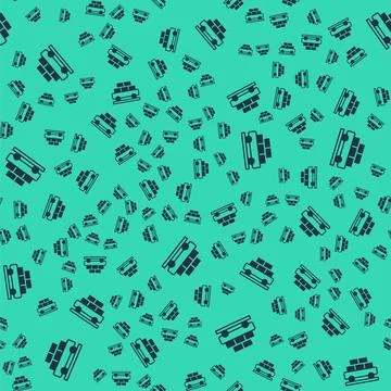 Black Cargo train wagon icon isolated seamless pattern on green background. Full Illustrazione stock