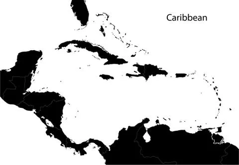 Black caribbean map Stock Illustration