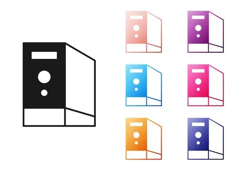 Black Case of computer icon isolated on white background. Computer server 스톡 일러스트