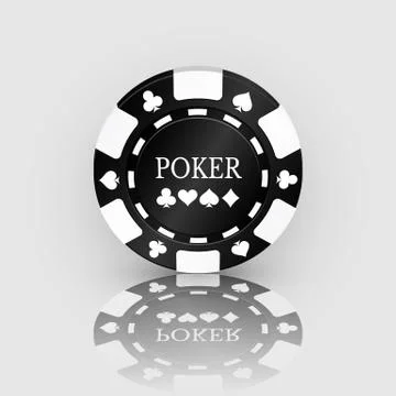 Black Casino Chip Icon with reflection. Casino Chip Vector Illustration. Illustrazione stock