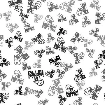 Black Castle icon isolated seamless pattern on white background. Medieval for Stock Illustration