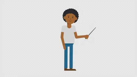 Black Casual Man Holding Pointer Stick Video stock 205074799