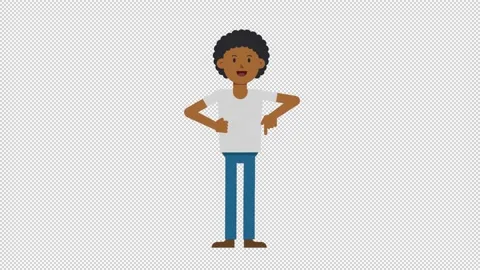 Black Casual Man Pointing Below Stock Footage 205074959