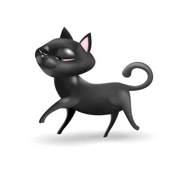 Black cat 3d vector illustration isolated on white background Stock Illustration