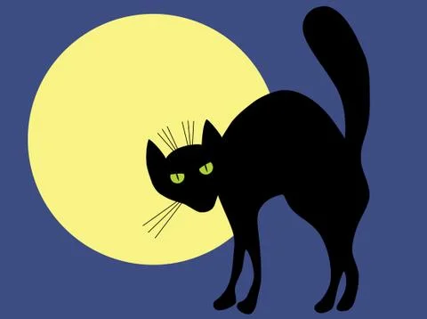 Black cat and moon. Stock Illustration