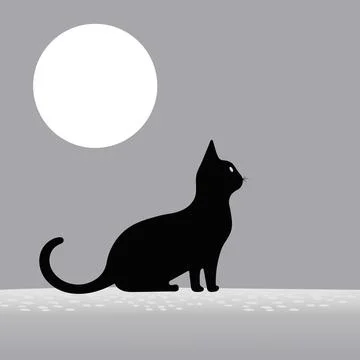 Black cat and moon Stock Illustration