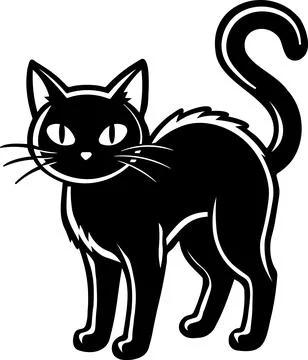 Black Cat Arched Back Halloween Icon Stock Illustration