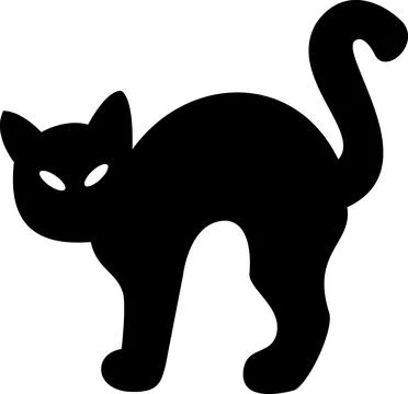 Black cat arching back graphic icon Stock Illustration