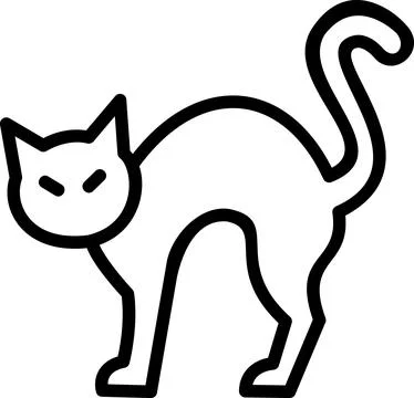 Black cat arching back spooky icon Stock Illustration