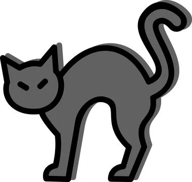 Black cat arching back spooky animal Stock Illustration