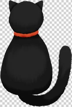 Black Cat Back View with Red Collar Illustrazione stock