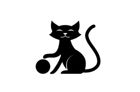 Black Cat Ball Logo Stock Illustration