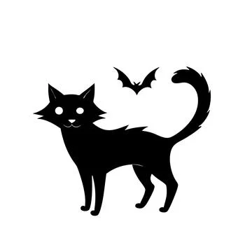 Black Cat with Bat Icon Stock Illustration