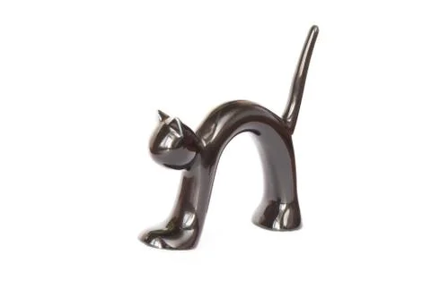 Black cat bends Foto stock