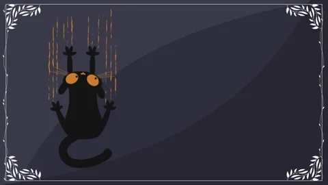 Black cat climbing up a wall with glowing eyes. Stock Footage 318466352