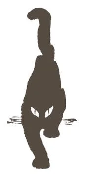 Black cat comes sneaking gait Stock Illustration