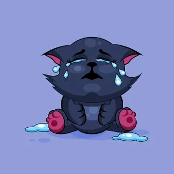 Black cat is crying Stock Illustration