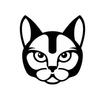 Black Cat Face Icon on White Background. Vector Illustration