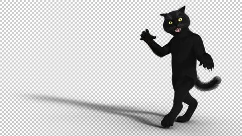Black Cat - Funny Walking Illustration