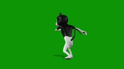 Black cat green screen walking across standing animated chromakey background Vídeos de archivo 314067737