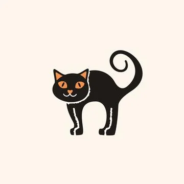 Black Cat Halloween Cartoon Vector Illustration Isolated Stock Illustration