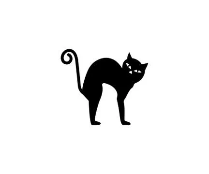 Black cat, halloween icon. Vector illustration, flat design. Stock Illustration