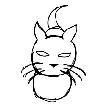 Black cat hand draw Stock Illustration