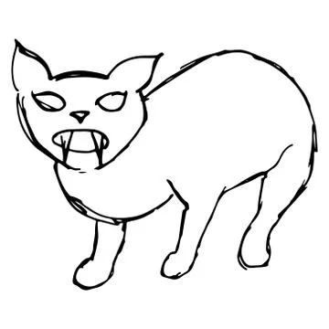 Black cat hand draw Stock Illustration