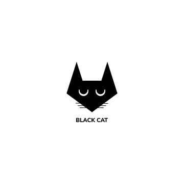 Black Cat Head Logo Design Concept Stock Illustration