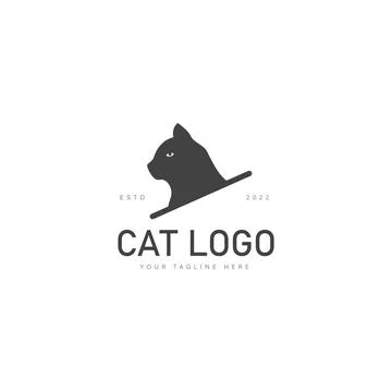 Black cat head logo design icon illustration Stock Illustration