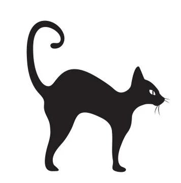 Black cat icon flat style. Isolated on white background. Vector illustration. Stock Illustration